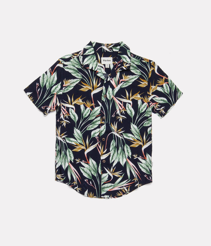 BOYS CLASSIC FLORAL SS SHIRT NAVY