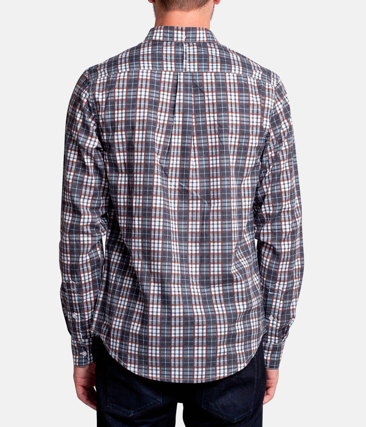 BRIGHTON LS SHIRT  NAVY /  TOBACCO