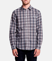 BRIGHTON LS SHIRT  NAVY /  TOBACCO