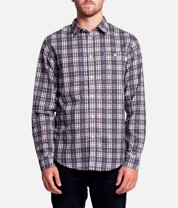BRIGHTON LS SHIRT  NAVY /  TOBACCO