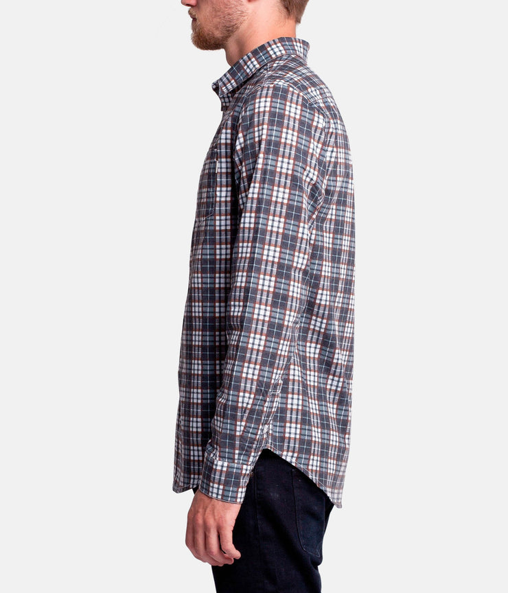 BRIGHTON LS SHIRT  NAVY /  TOBACCO