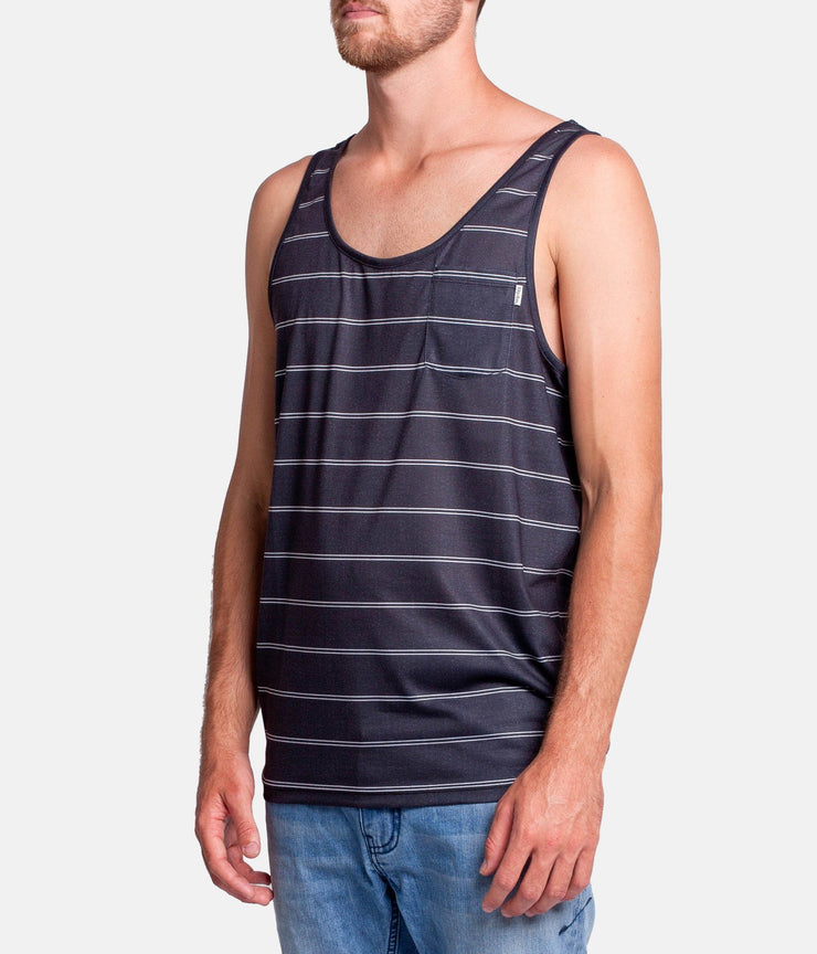 EVERYDAY STRIPE SINGLET BLACK