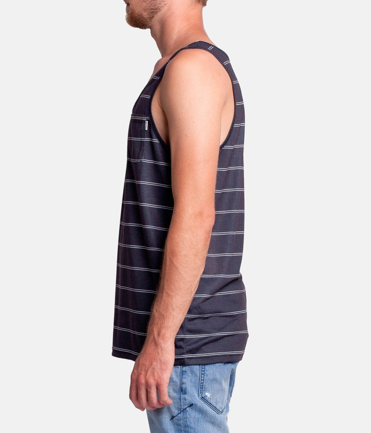 EVERYDAY STRIPE SINGLET BLACK