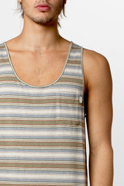 EVERYDAY STRIPE SINGLET DUSTED OLIVE
