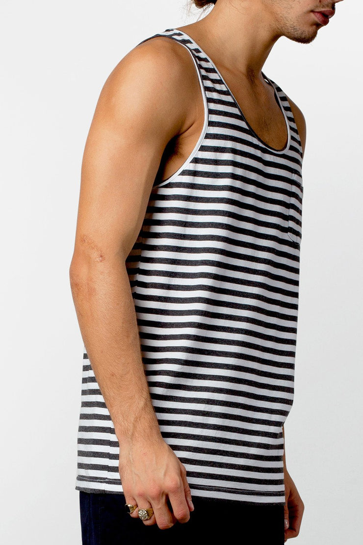 EVERYDAY STRIPE SINGLET CLASSIC CHARCOAL