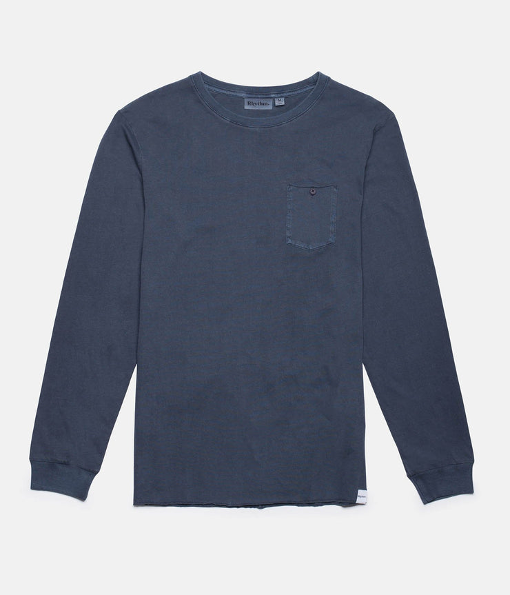 Rhythm Everyday Wash Ls T-Shirt Vintage Navy Front