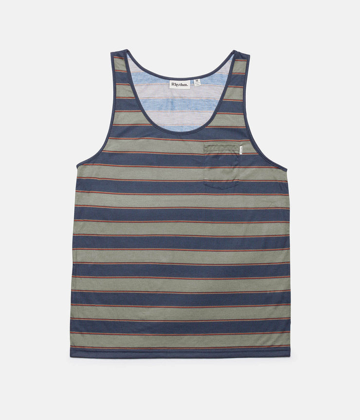 Rhythm Everyday Stripe Singlet Dusted Olive Front