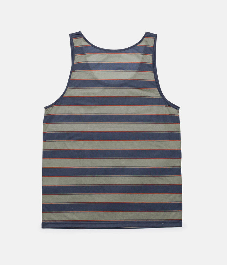 Rhythm Everyday Stripe Singlet Dusted Olive Back