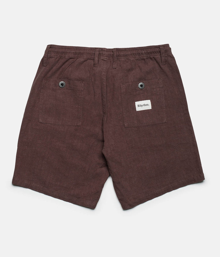 Rhythm Linen Bunker Walkshort Chocolate Back