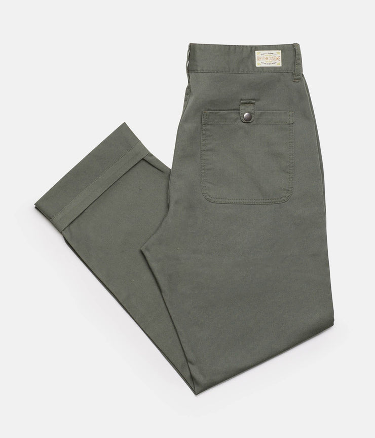 Rhythm Fatigue Pant Olive Folded