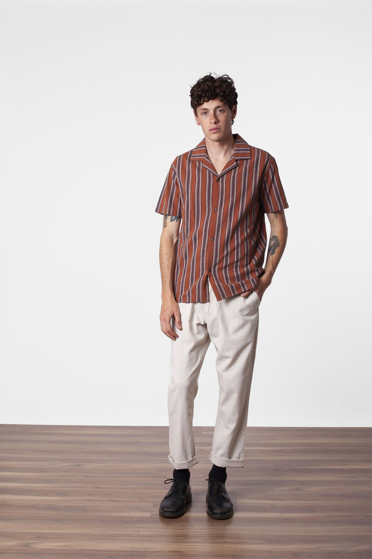 VACATION STRIPE SS SHIRT ALMOND