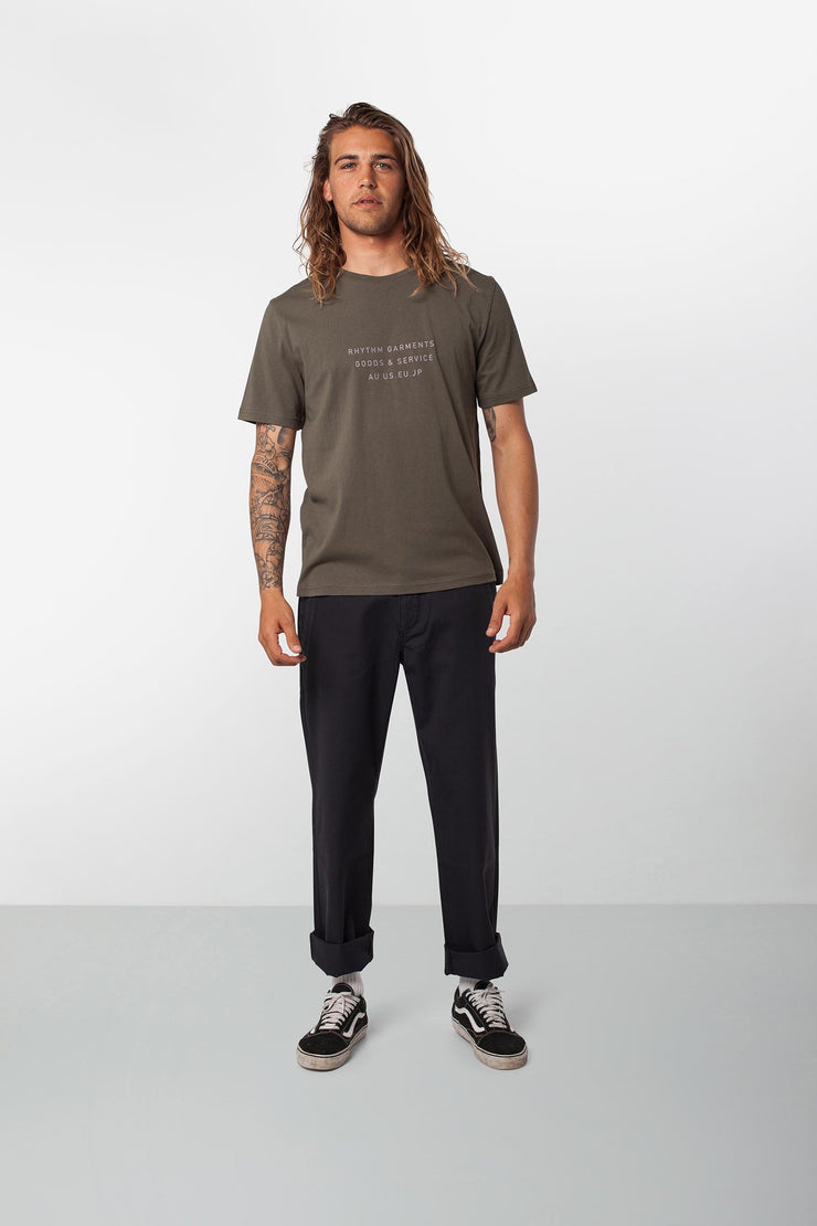 Rhythm Base T-Shirt Olive Model Front