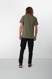 Rhythm Basic Slub T-Shirt Olive Model Back