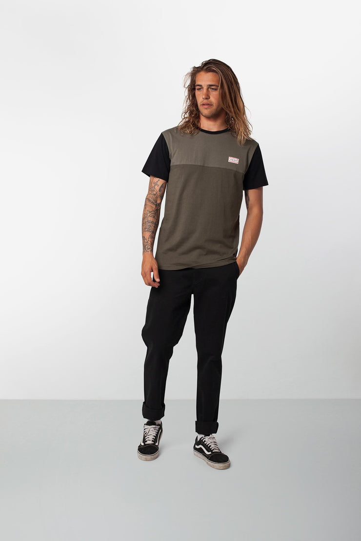 Rhythm Commune T-Shirt Olive Model Front