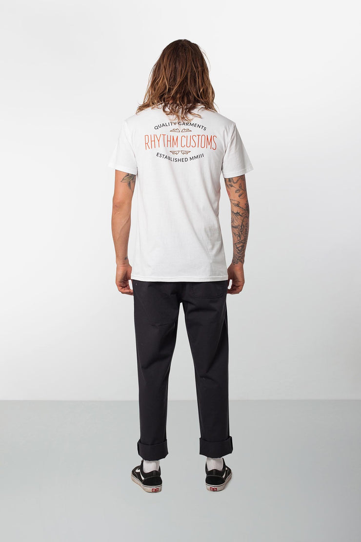 Rhythm Customs T-Shirt White Model Back