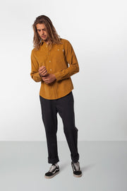 Rhythm Corduroy Ls Shirt Turmeric Model Front