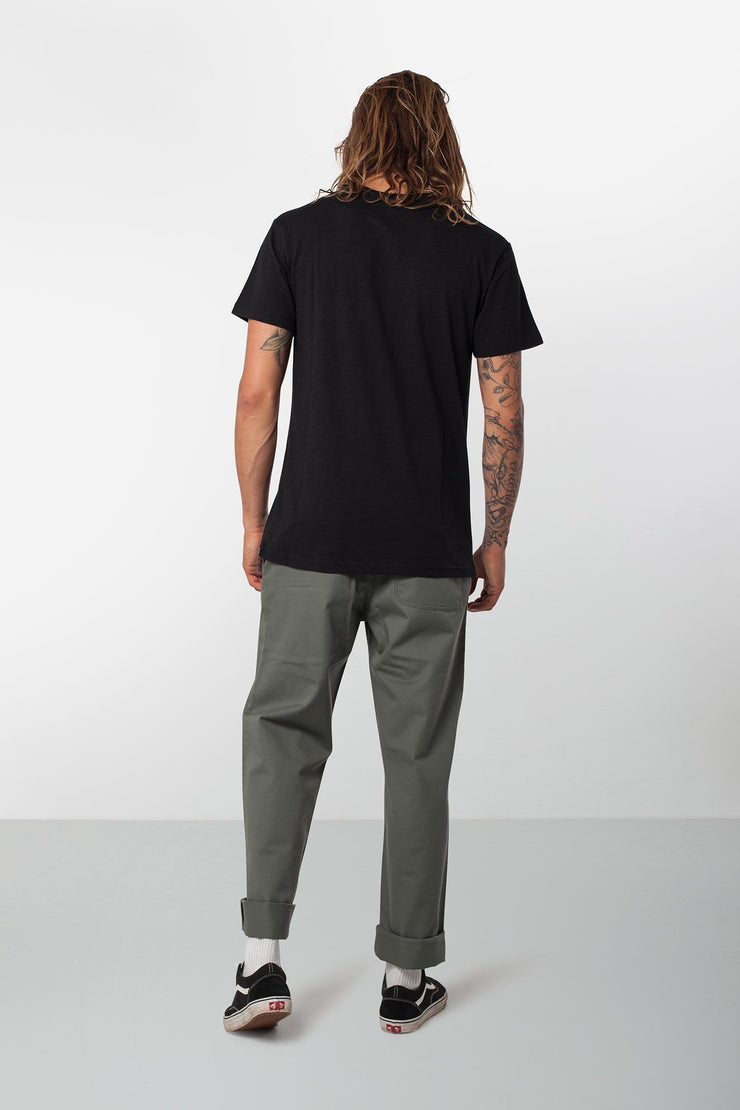Rhythm Basic Slub T-Shirt Black Model Back