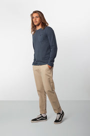 Rhythm Everyday Wash Ls T-Shirt Vintage Navy Model Front