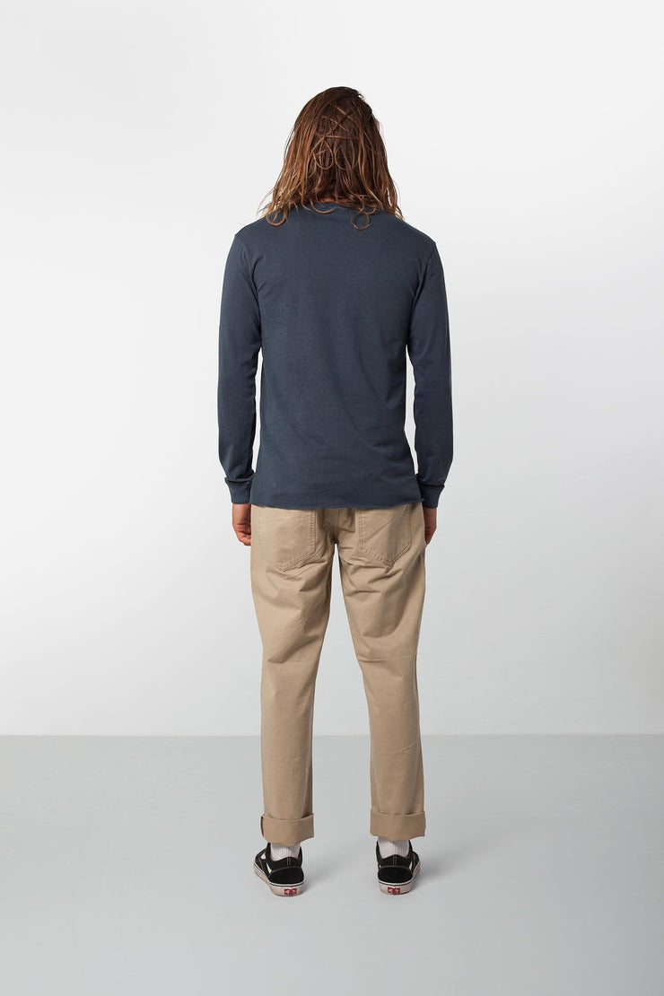 Rhythm Everyday Wash Ls T-Shirt Vintage Navy Model Back