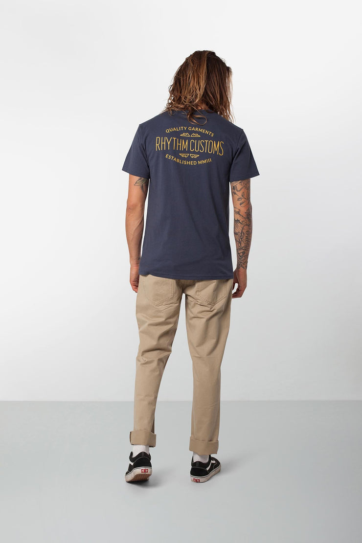Rhythm Customs T-Shirt Navy model Back