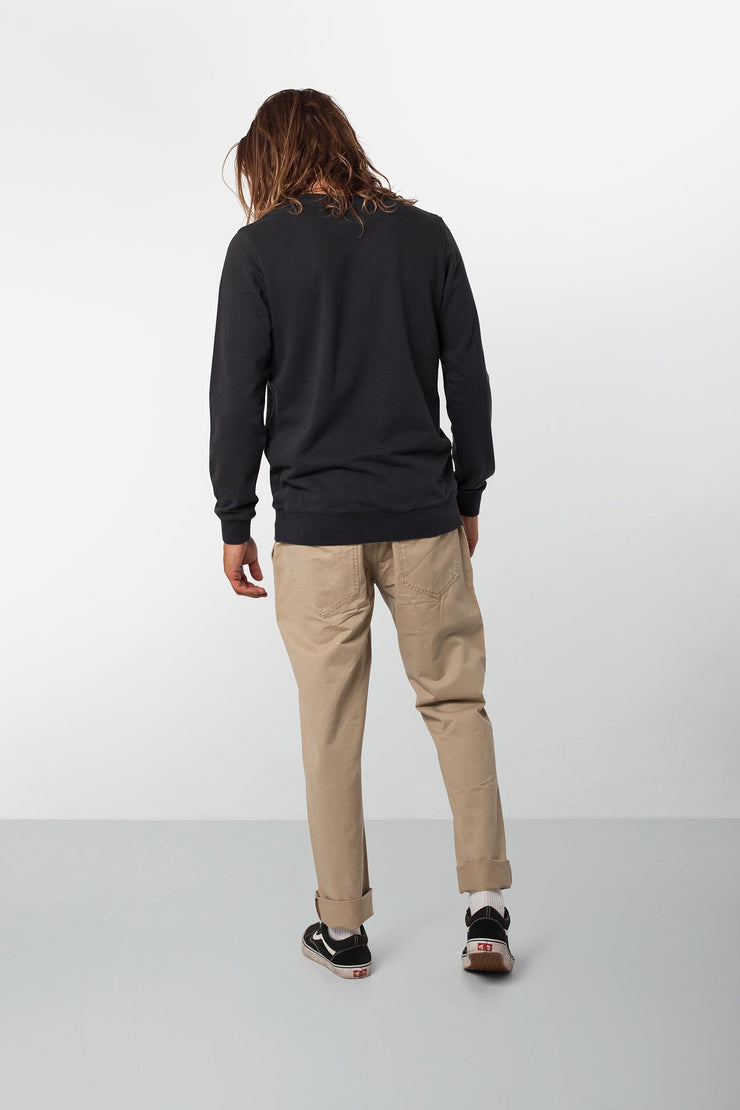 Rhythm Washed Out Pullover Charcoal Model Back