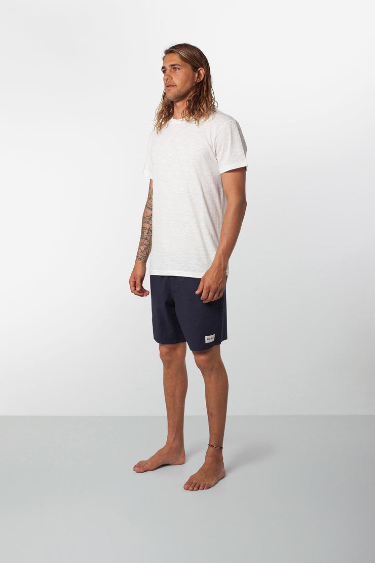 RHYTHM LINEN JAM NAVY MODEL FRONT