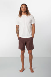 Rhythm Linen Bunker Walkshort Chocolate Model Front