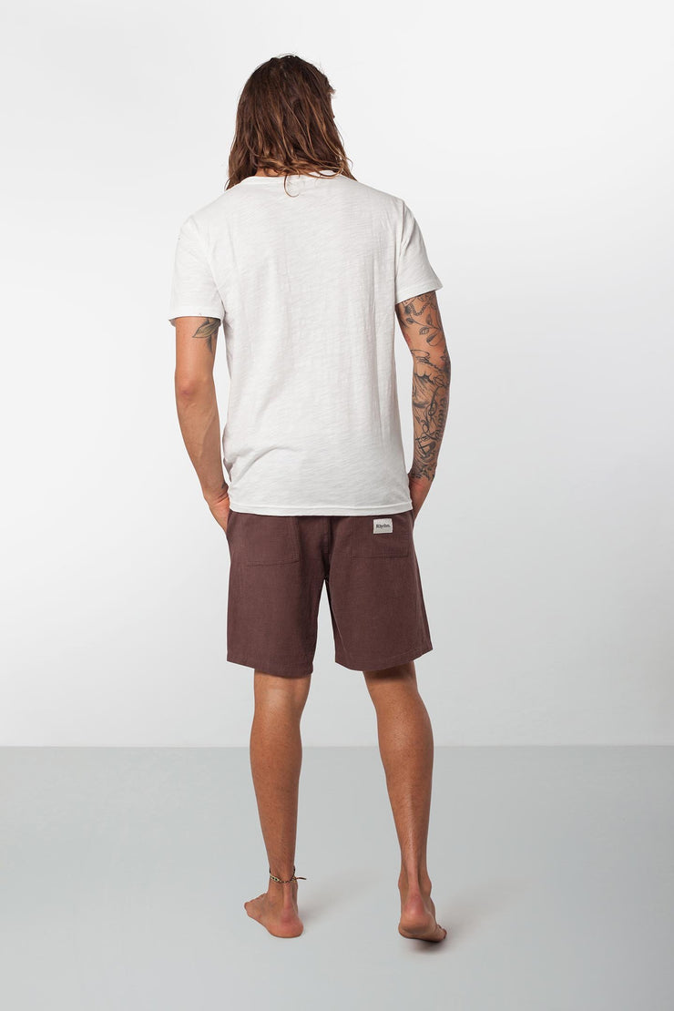 Rhythm Linen Bunker Walkshort Chocolate Model Back