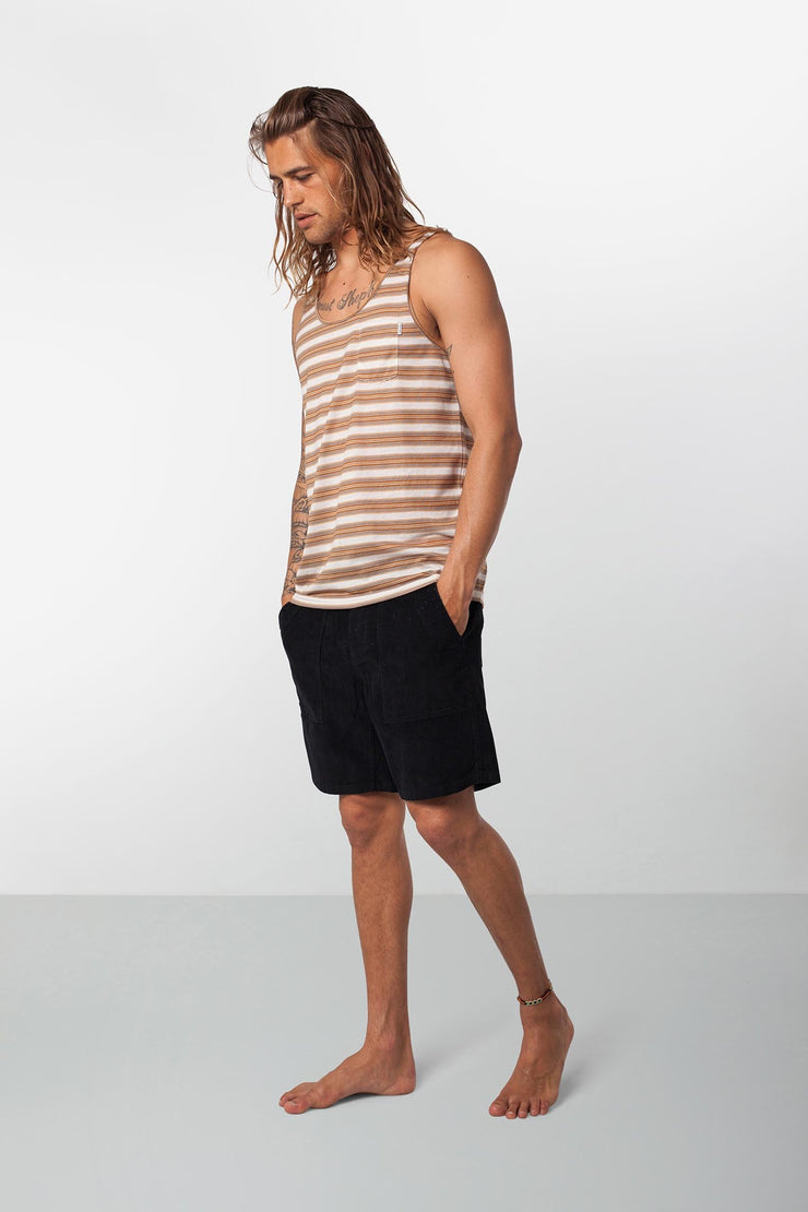 Rhythm Everyday Stripe Singlet Vintage Honey Model Front