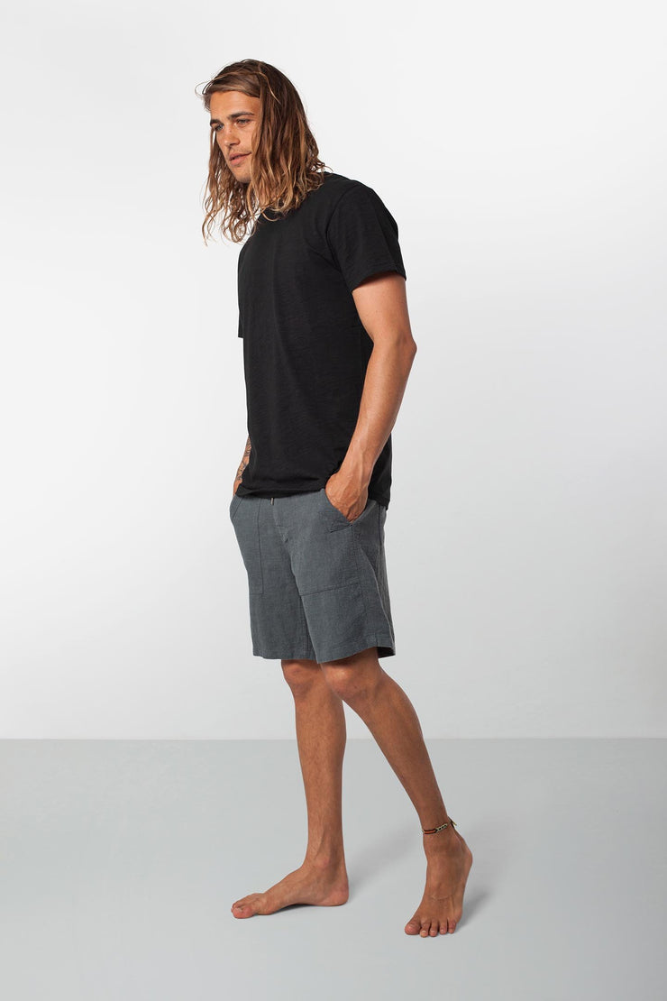 Rhythm Linen Bunker Walkshort Duck Green Model Front