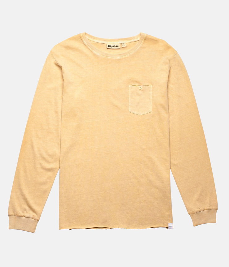 RHYTHM EVERYDAY WASH LS T-SHIRT SUNBLEACHED YELLOW FRONT