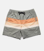 RHYTHM RETRO STRIPE BEACH SHORT OLIVE FRONT