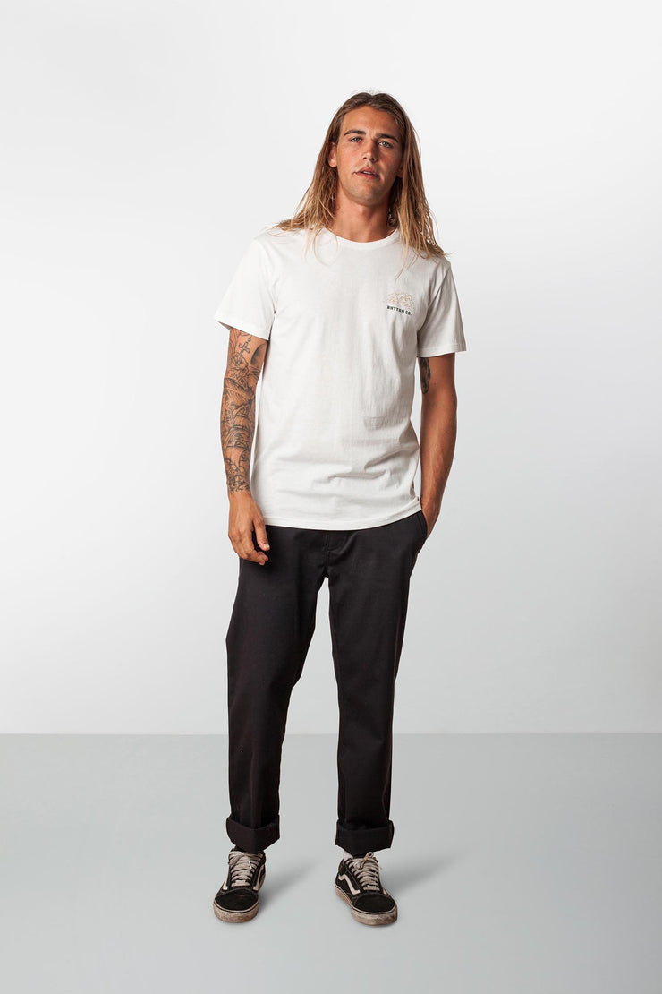 RHYTHM CRAFTED T-SHIRT WHITE MODEL FRONT