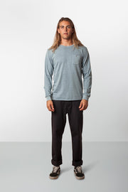 RHYTHM EVERYDAY WASH LS T-SHIRT VINTAGE STONE MODEL FRONT