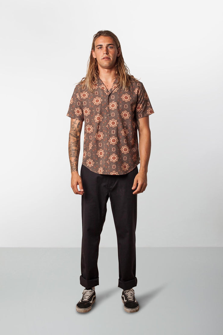 RHYTHM BAJA SS SHIRT TEAL MODEL FRONT