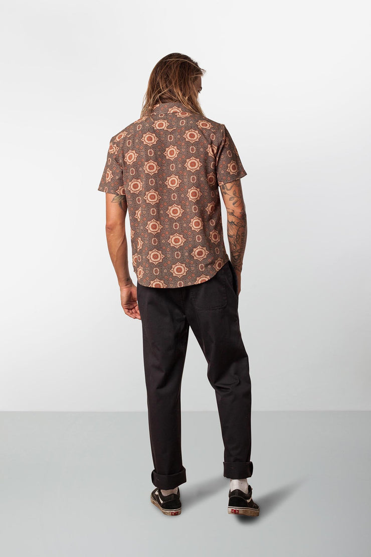 RHYTHM BAJA SS SHIRT TEAL MODEL BACK