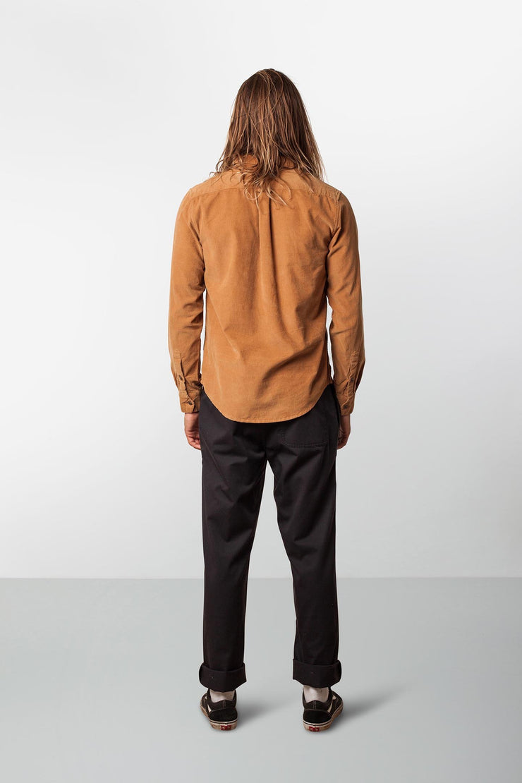 RHYTHM CORDUROY LS SHIRT TOBACCO MODEL BACK