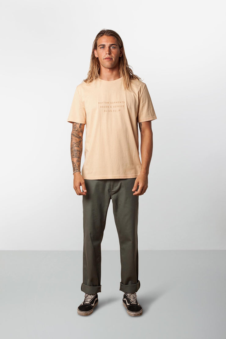 RHYTHM BASE T-SHIRT DUSTY PEACH MODEL FRONT