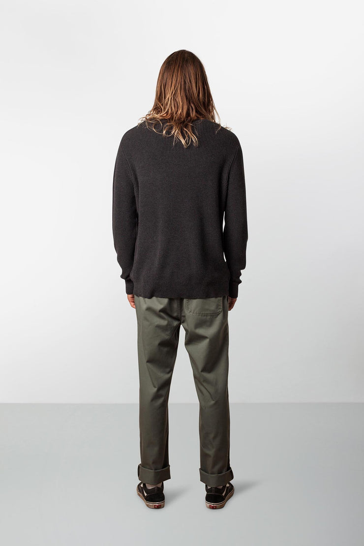 RHYTHM BUNKER KNIT BLACK MODEL BACK