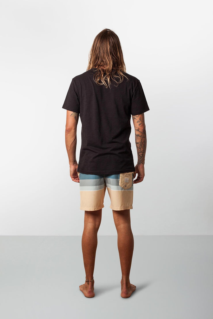 RHYTHM RETRO STRIPE BEACH SHORT PEACH MODEL BACK