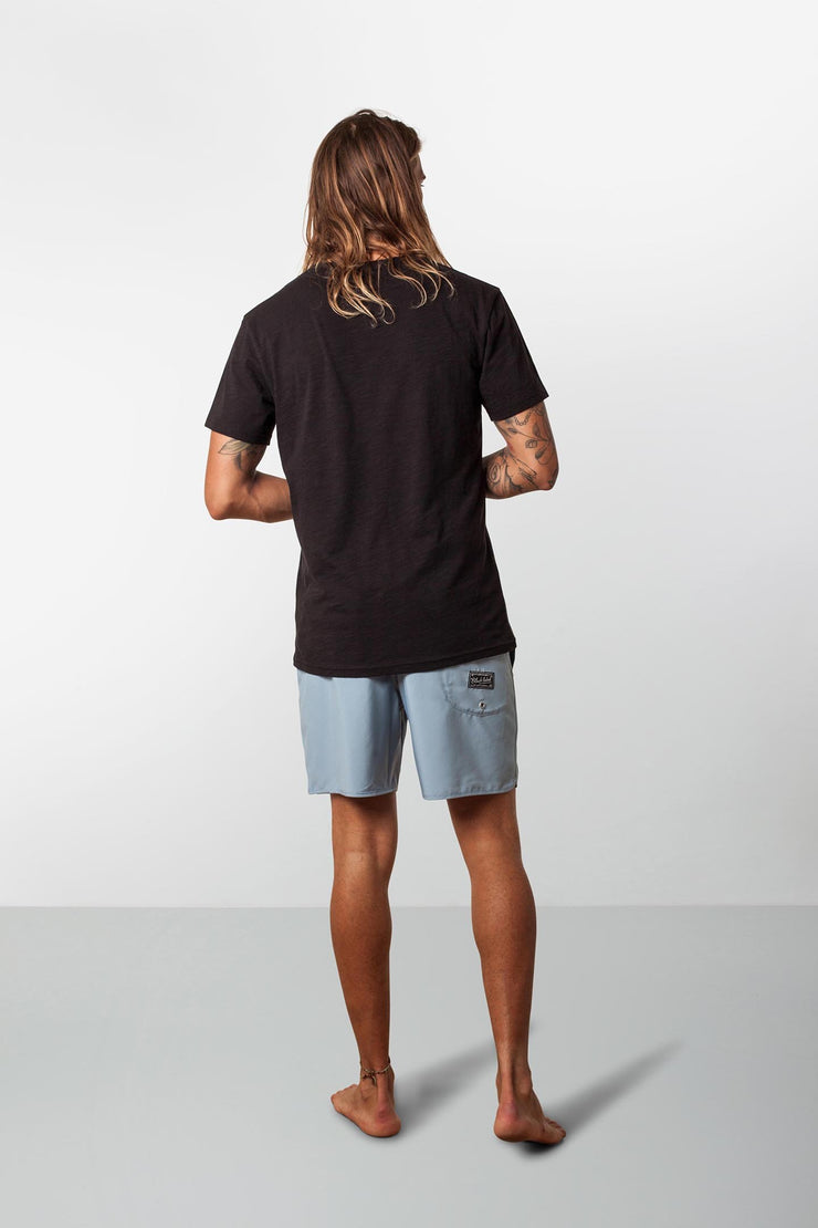 RHYTHM BLACK LABEL BEACH SHORT STONE BLUE MODEL BACK