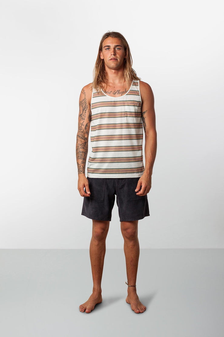 RHYTHM EVERYDAY STRIPE SINGLET JAVA MODEL FRONT