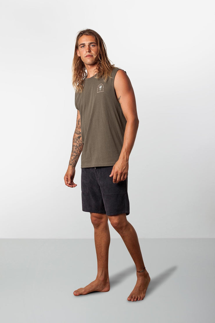 RHYTHM DATE PALM TANK OLIVE MODEL BACK