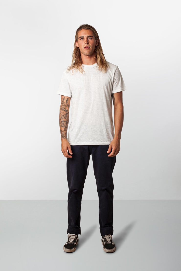 RHYTHM BASIC SLUB T-SHIRT WHITE MODEL FRONT