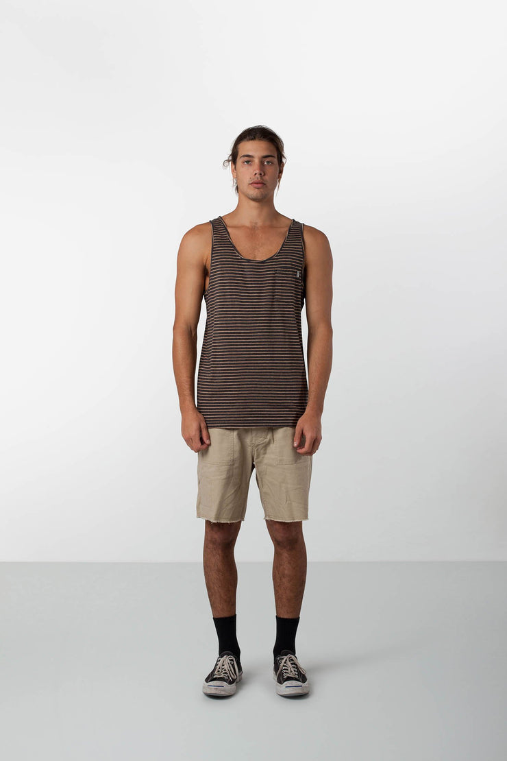 EVERYDAY STRIPE SINGLET CHARCOAL