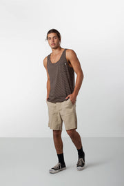 EVERYDAY STRIPE SINGLET CHARCOAL