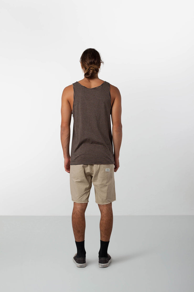 EVERYDAY STRIPE SINGLET CHARCOAL