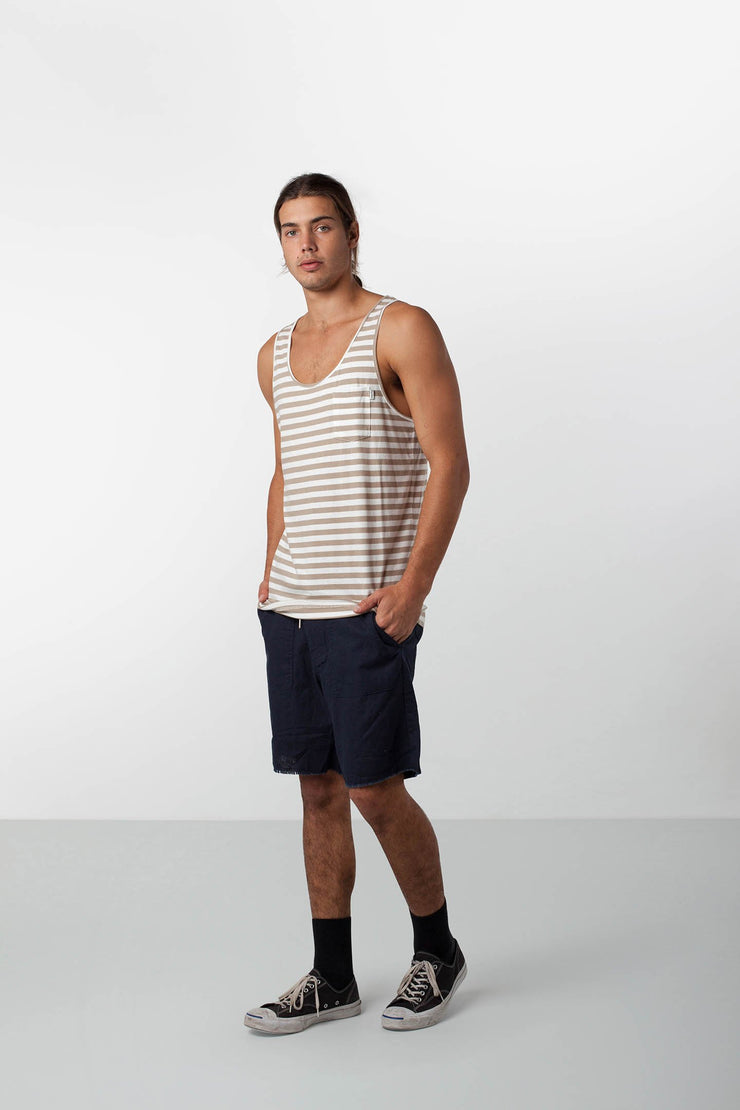 EVERYDAY STRIPE SINGLET SAND