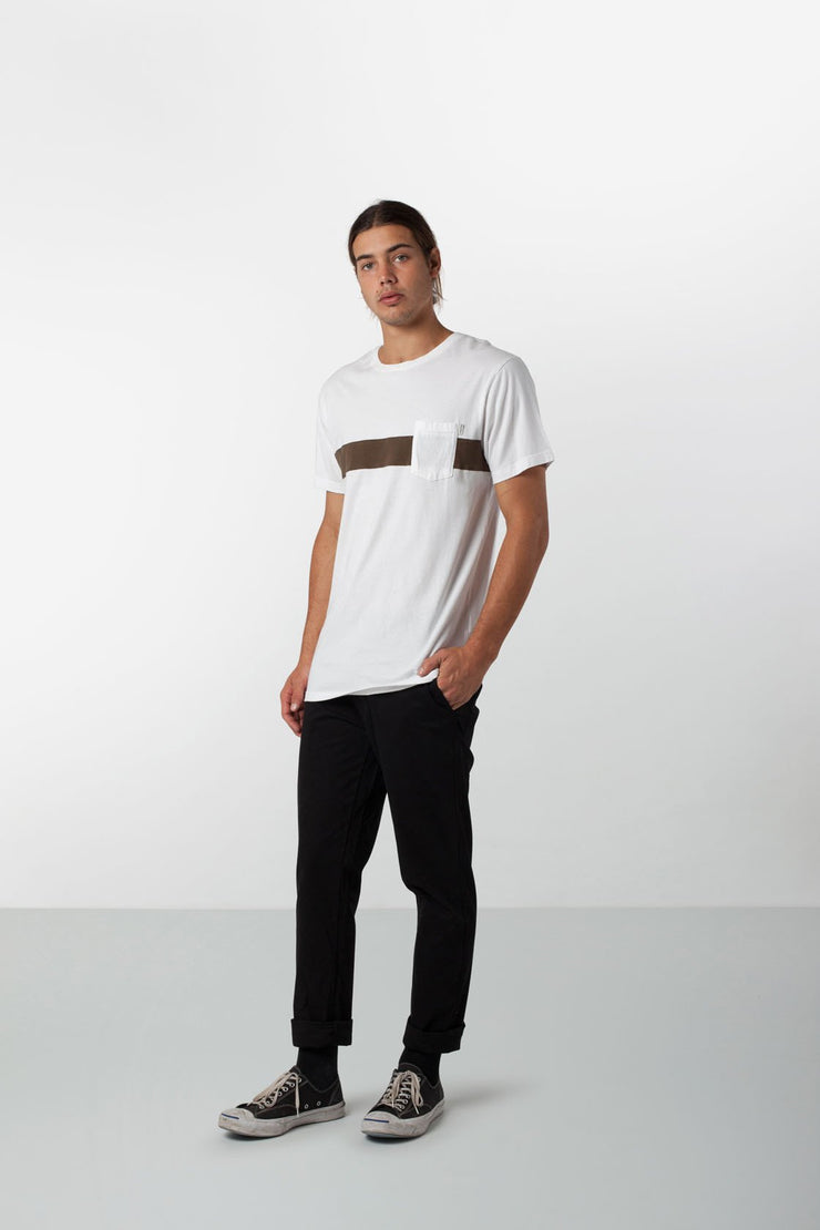 BEECHMONT T-SHIRT WHITE / OLIVE