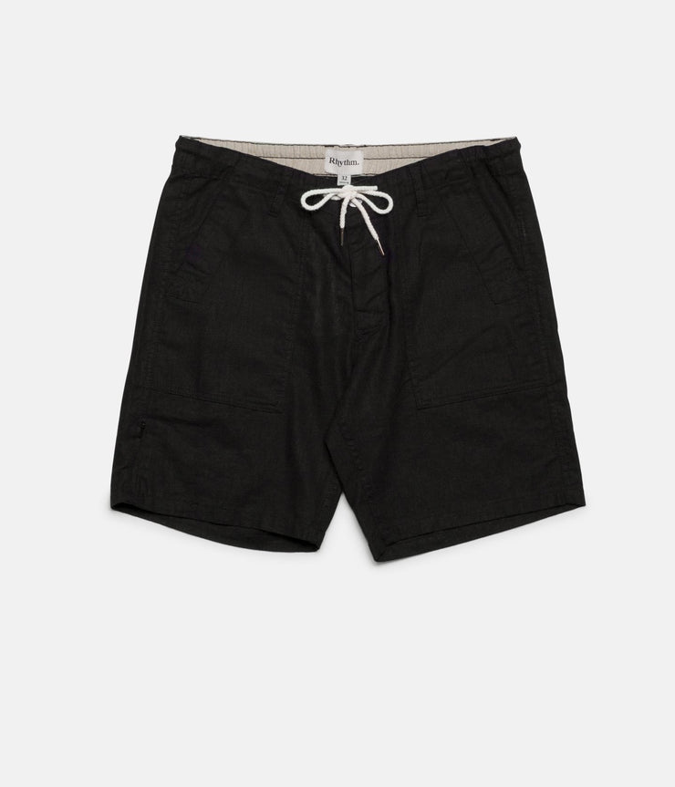 LINEN BUNKER WALKSHORT BLACK